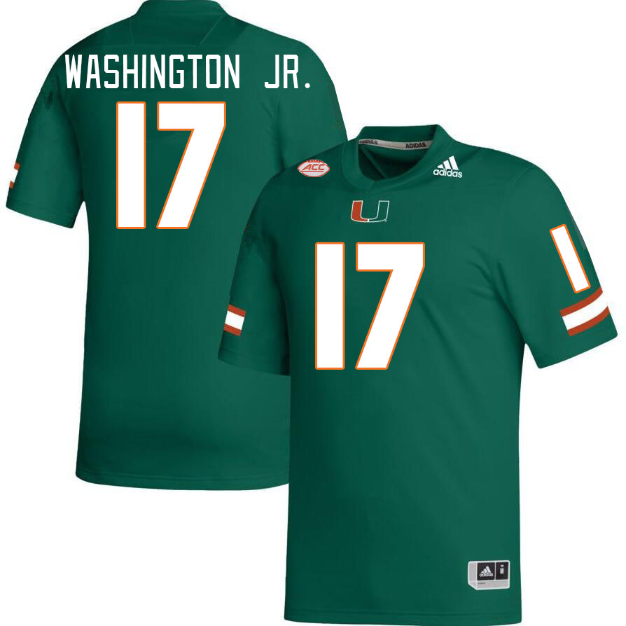 Men #17 Bobby Washington Jr. Miami Hurricanes College Football Jerseys Stitched-Green - Click Image to Close